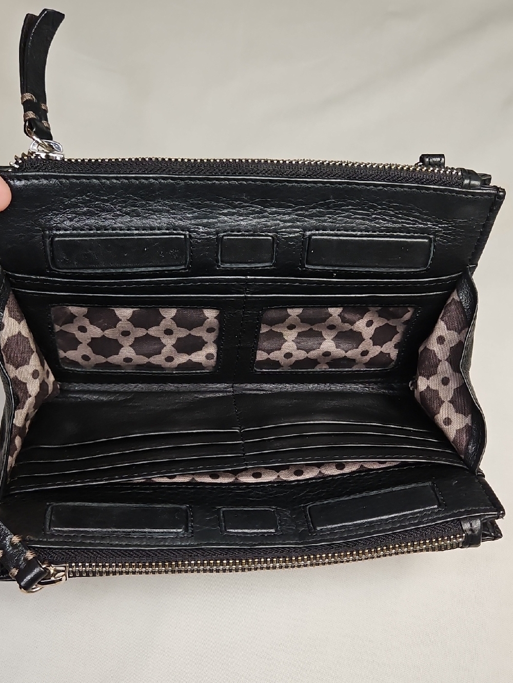 Brighton Black Leather Wallet/Organizer/Crossbody with Silver Accent - Picture 5 of 14